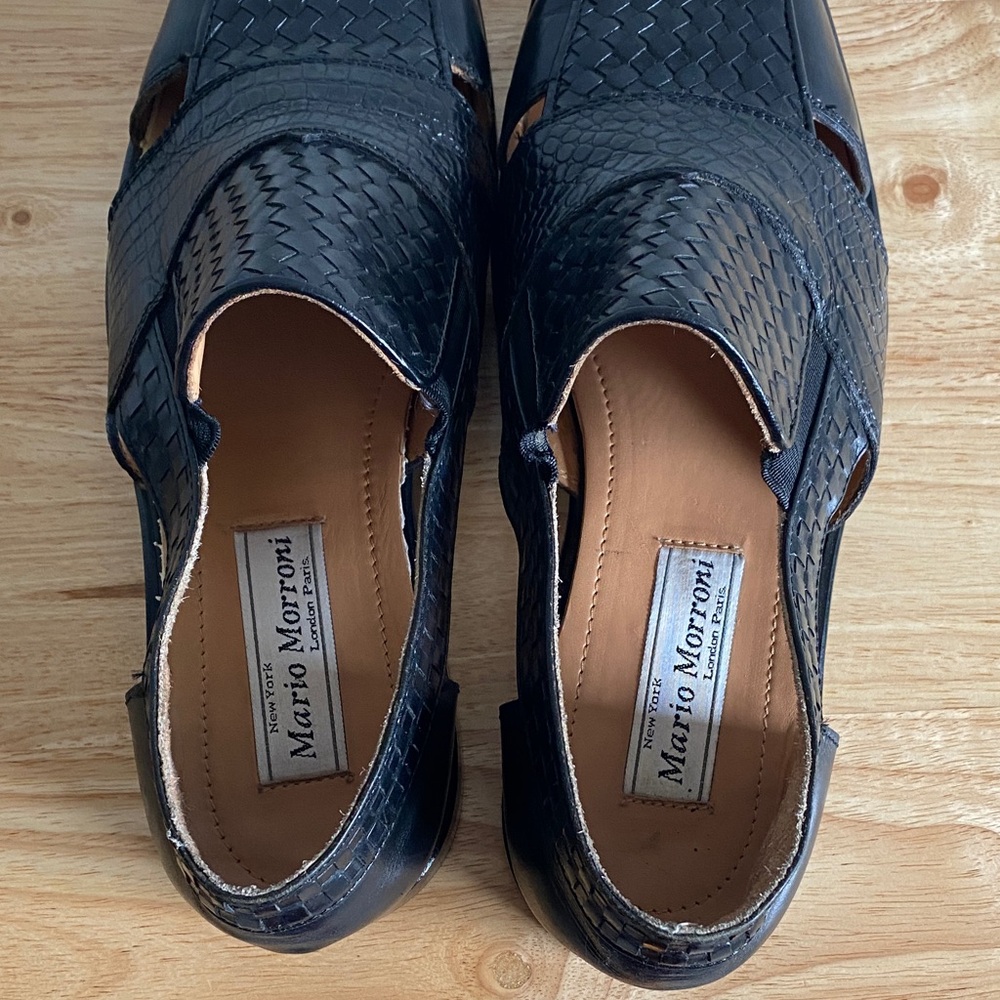 Mario Morroni Black Woven Men's Loafers - Picture 2 of 14
